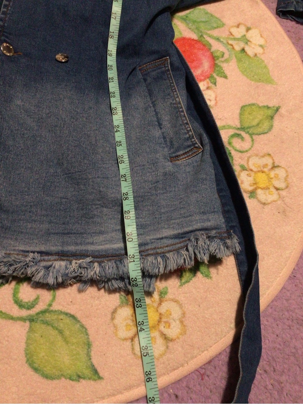 VENUS Blue Denim Trench Coat with Waist Tie - Picture 8 of 9
